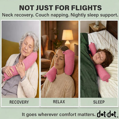 Dot&Dot Twist Memory Foam Travel Pillow, Bendable Neck Pillow for Airplane, Car and Home, 26-Inch Adjustable Roll with Washable Cotton Cover, Gray