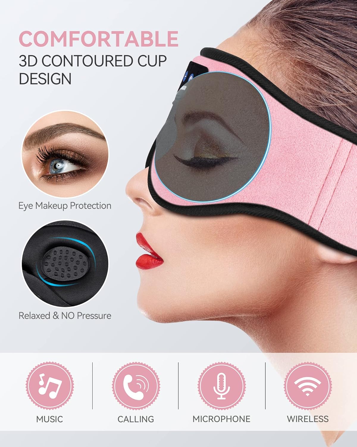 MUSICOZY Sleep Headphones, Bluetooth 5.4 Sleep Mask Headband Headphones Sleeping Eye Mask, Wireless Music Earbuds Earphones with HD Stereo Speakers for Side Sleepers, Cool Gadgets Unique Gift