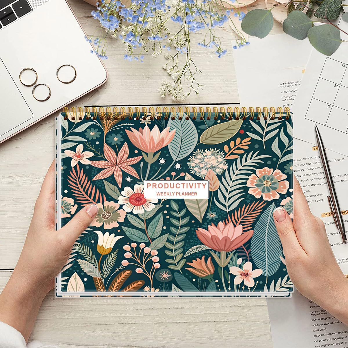 Weekly Productivity Planner - 8.5" x 11" Dashboard Desk Notepad Has 6 Focus Areas to List Tasks for Goals, Projects, Clients, Academic or Meal-Organize Your Daily Work Efficiently, 54 Weeks, Green