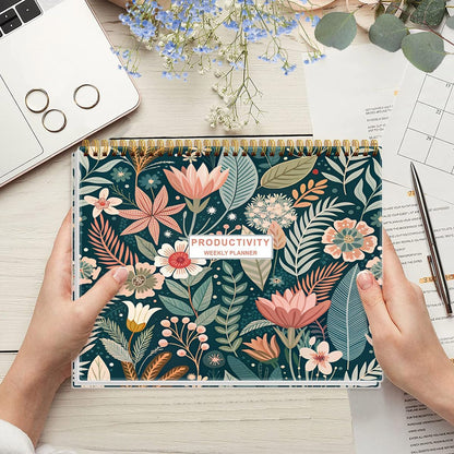 Weekly Productivity Planner - 8.5" x 11" Dashboard Desk Notepad Has 6 Focus Areas to List Tasks for Goals, Projects, Clients, Academic or Meal-Organize Your Daily Work Efficiently, 54 Weeks, Green