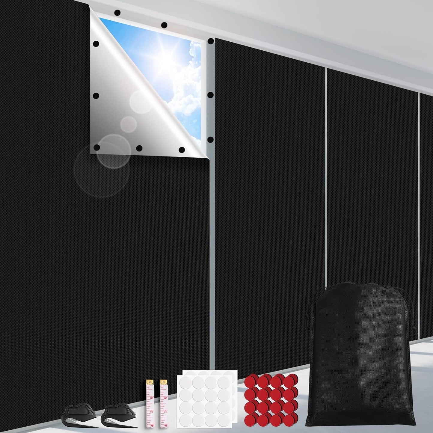FADOTY 100% Blackout Curtains, 57"x 118" Portable Black Out Window Cover