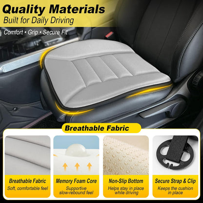 kingphenix Car Seat Cushion with 1.2inch Comfort Memory Foam, Seat Cushion for Car and Office Chair (Black)