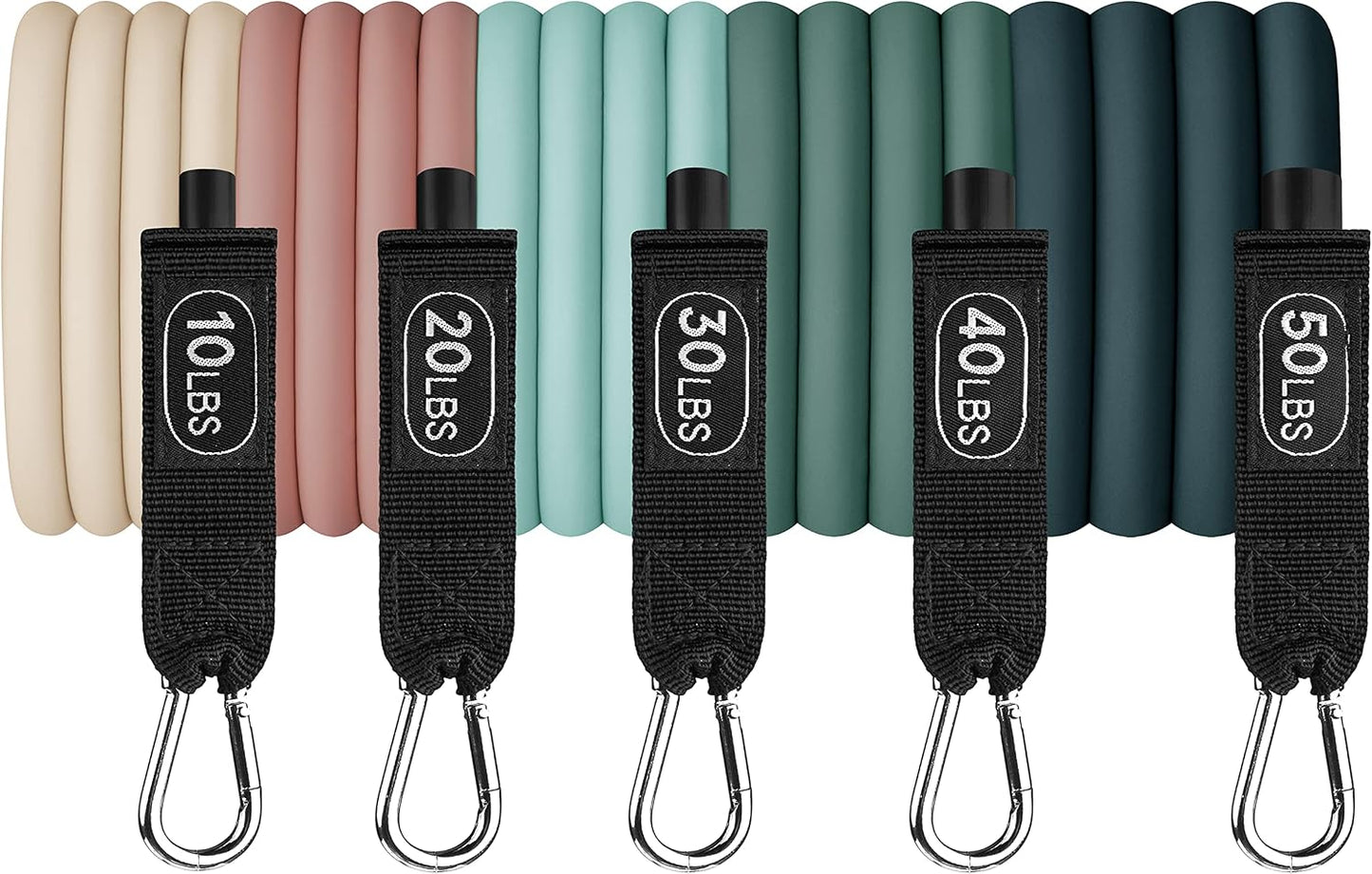 Retrospec Train Resistance Bands Set for Working Out - 5 Stackable Bands, Handles & Door Anchor - Portable Fitness Equipment for Physical Therapy & Yoga Includes Carry Bag