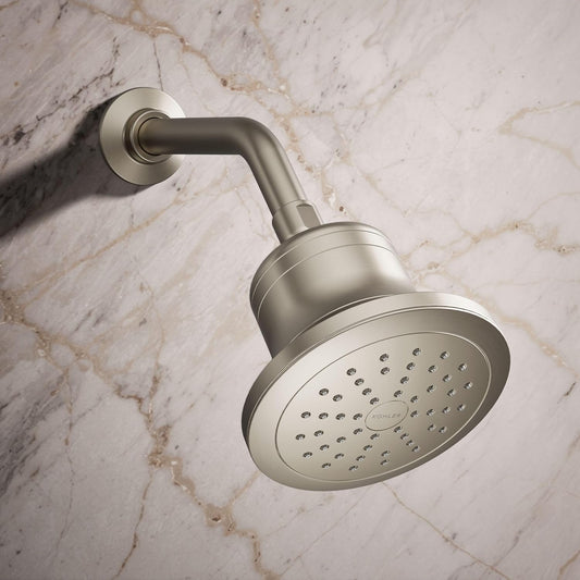 KOHLER 33631-Y-BN Cinq Round Single-Function Filtered Showerhead, Five-Layer Filtration, 2.5 GPM, Full Coverage Spray, Premium Durable Material, Vibrant Brushed Nickel