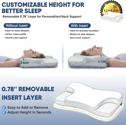 CPAP Pillow for Side, Back & Stomach Sleepers, Adjustable Cervical Memory Foam Neck Pillow with Cooling Cover & Mask Cutouts, Ergonomic CPAP Bed Pillow to Reduce Air Leaks & Mask Pressure
