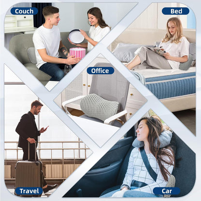 Lumbar Pillow, Memory Foam Lumbar Support Pillow for Office Chair and Car Seat, Ergonomic Streamline Back Pillow for Lower Back Pain Relief, Back Support Pillow for Sitting, Driving, Traveling