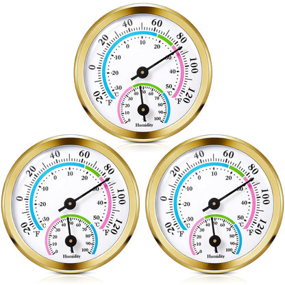 Weewooday 3 Pcs Indoor Outdoor Thermometer 2 in 1 Mini Home Temperature Humidity Hygrometer Monitor Gauge for Home Offices Wall(Silver,2.2 Inch)
