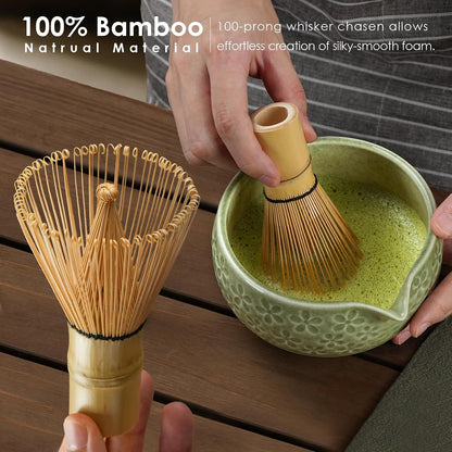 7Pcs Matcha Whisk Set, Matcha Set Whisk and Bowl,Bamboo Scoop, Scoop Rest, Sifter and Tea Towel, Matcha Kit W/Carved Cherry Blossm Pattern for Matcha Lovers (Sakura Pink)