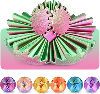 Gear Ball Fidget Toys Steampunk Gear Sphere Stress Relief for Kids Adults 3D Printed Unique Funny Birthday Gift for Christmas White Elephant Stocking Stuffer Easter (Ombre Purple, Dia. 2.5" )