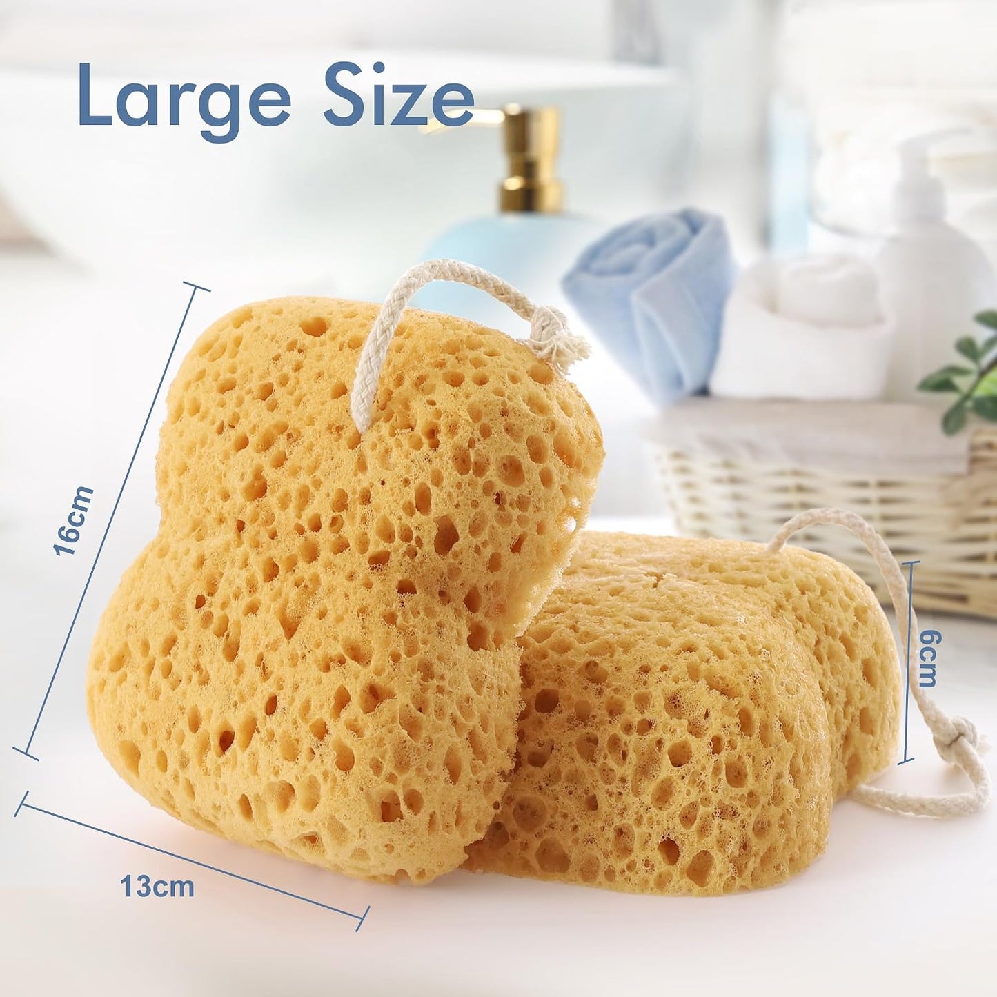 Bath Sponge, 2Pcs Large Shower Sponges for Women Men | Soft Sponge for Bathing, Exfoliating Wash Sponge Body Puff with Dense Foam for Gentle & Deep Cleanse for Sensitive Dry Skin