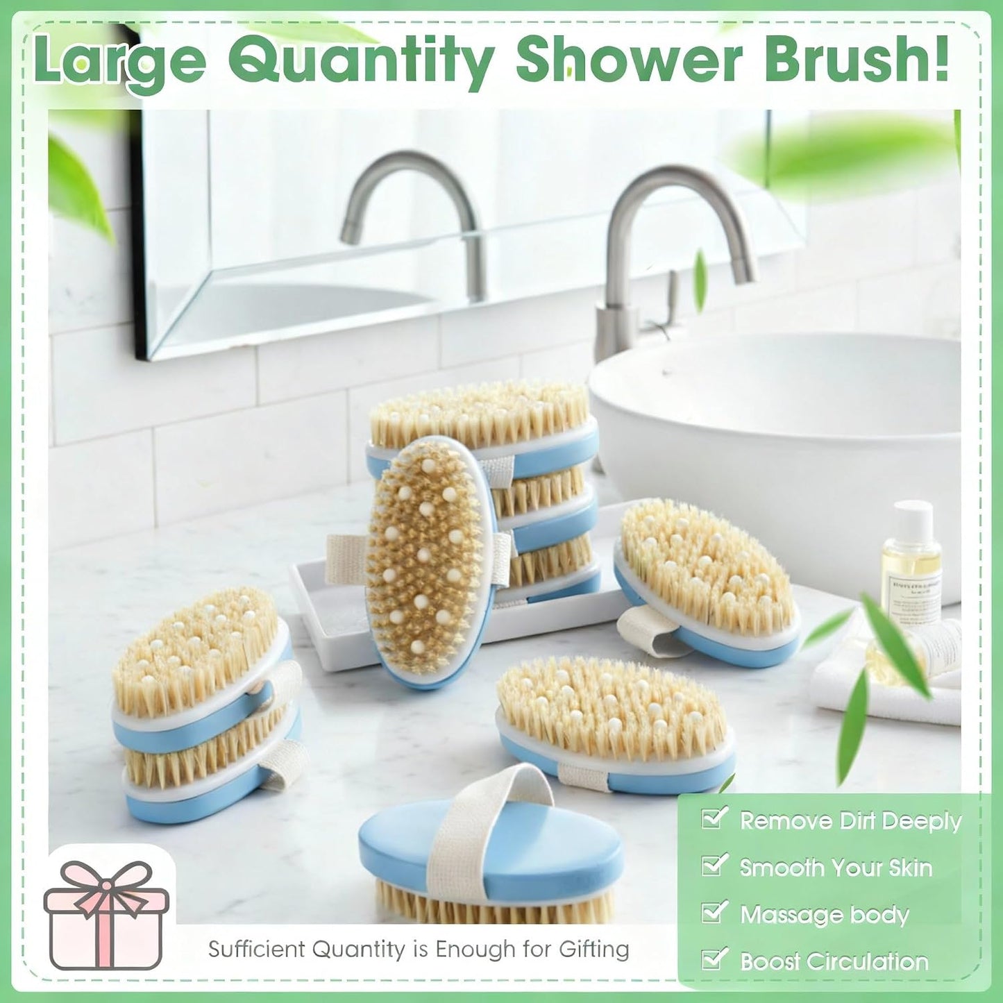 Gejoy 10 Pcs Dry Brushing Body Brush for Lymphatic Drainage Exfoliating Brush with Massage Nodule Dry Skin Body Scrubber Cellulite Shower Circulation Dead Exfoliator (4.92 x 2.56 Inches,Wood Color)