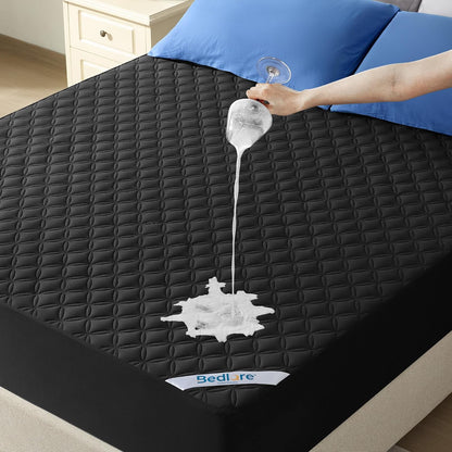 BEDLORE Waterproof Mattress Protector, Noiseless King Size Mattress Pad with Deep Pocket Fitted Up to 6-18 inches, Soft Breathable Dirt-Proof Bed Mattress Cover Washable for Bedroom, Hotel (Gray)