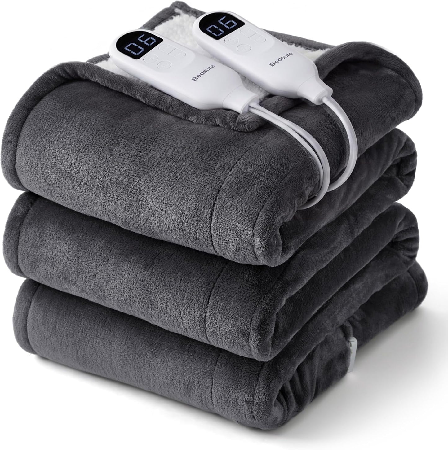 Bedsure Heated Blanket Throw Blanket with Preheat Function - Fast Heating Electric Blanket, Soft Flannel Throw with 6 Time Settings(Up to 10H), 6 Heating Settings, Gifts for Grandma (50"x60", Cream)
