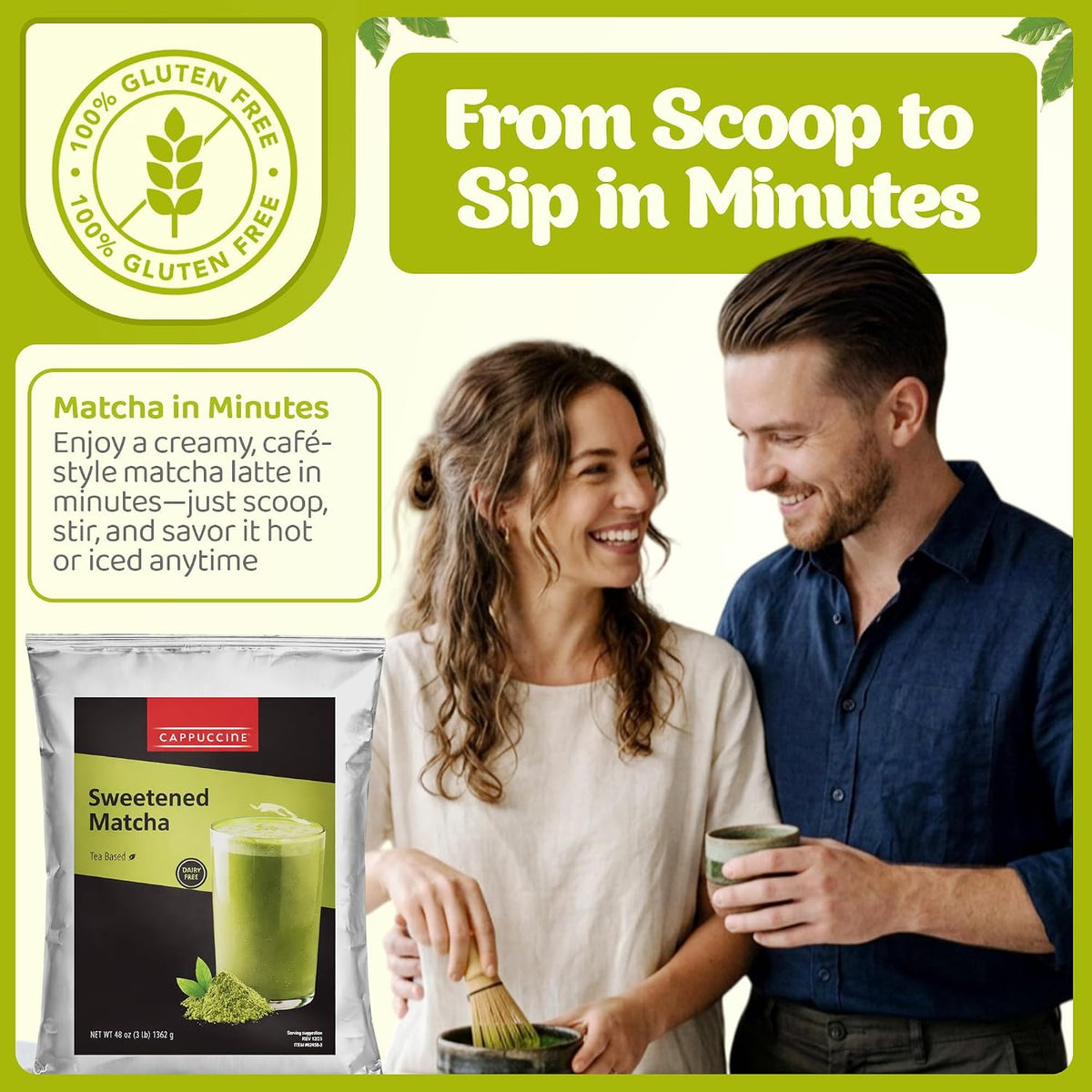 Cappuccine Sweetened Matcha Green Tea, 3 Pounds