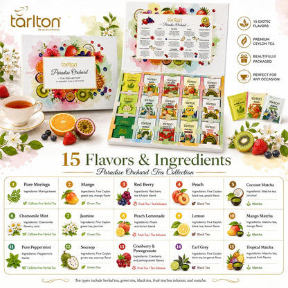 Tea Gift Box Set, 105 Individually Wrapped Tea Bags 15 Flavors Variety Pack