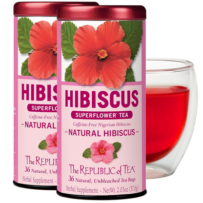 The Republic of Tea – Natural Hibiscus Tea, 36 Tea Bags, Herbal Blend, Caffeine Free, Gluten Free