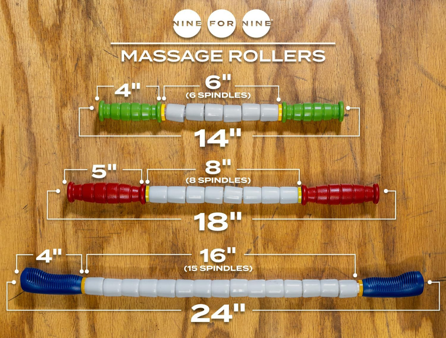 Massage Stick 24" Handheld Spindle Massage Roller - Full Body Muscle Recovery & Myofascial Release (Large - 24" Massage Stick)