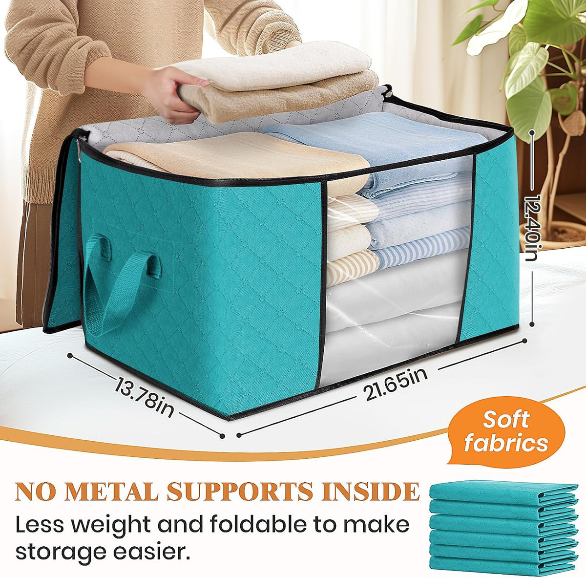 Fab totes Storage Bags for Clothes Blanket Storage Bins with Lids