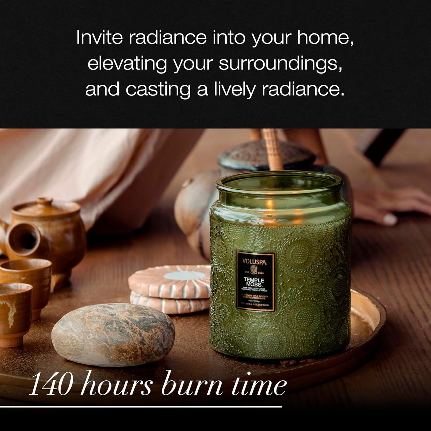 Voluspa Baltic Amber Candle, 18 oz, Coconut Wax Blend, Scented Candles for Home, 100 Hour Burn Time, Candle Jar