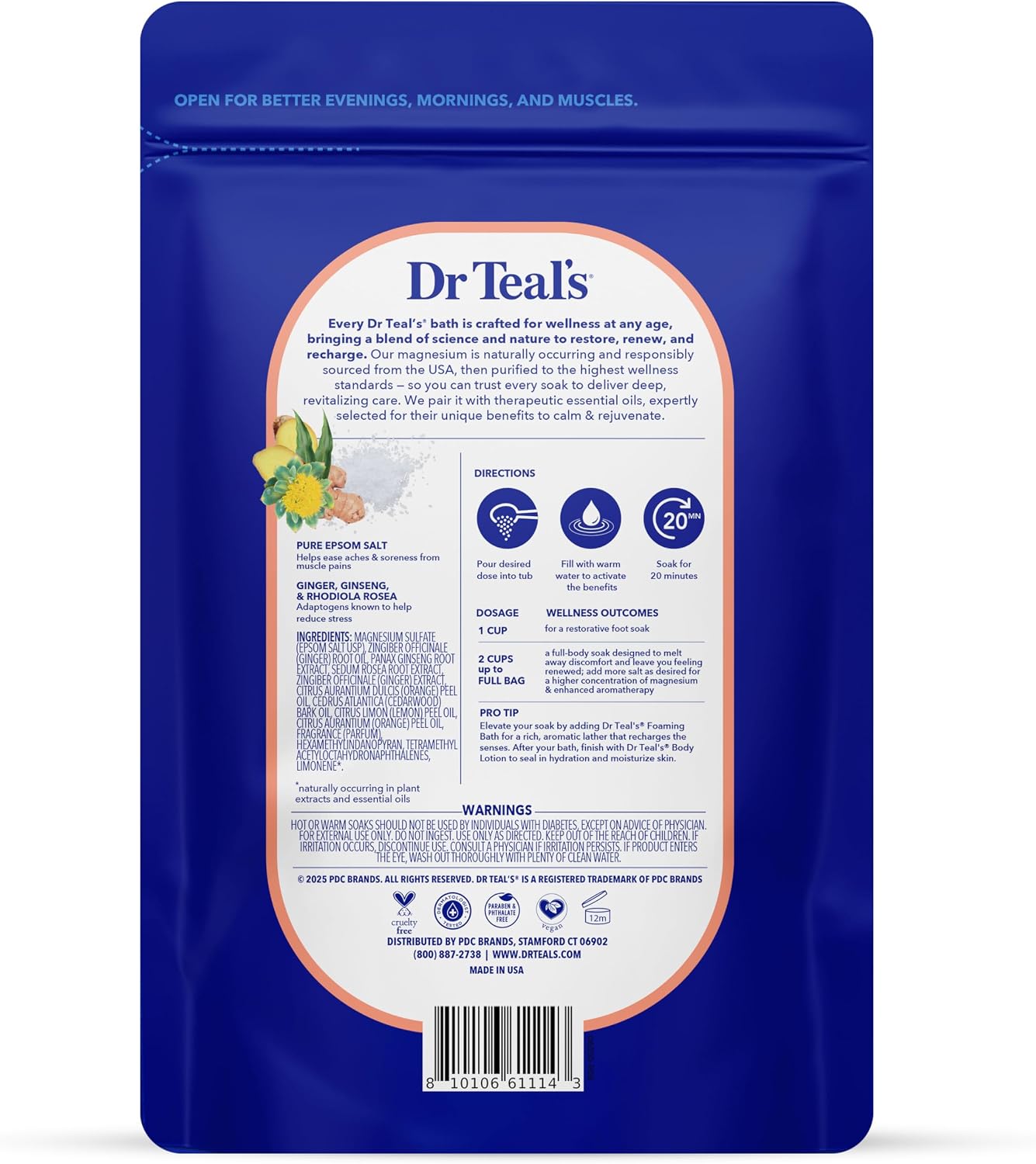 Dr Teal's Epsom Salt Magnesium Soak, Stress Relief with Essential Oils, 3 lbs