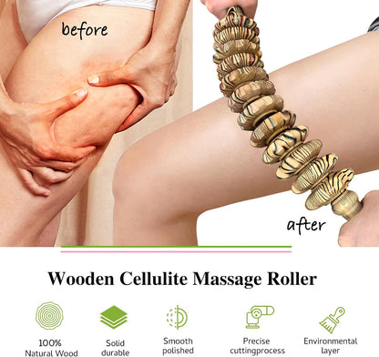 Wooden Massager Handheld Roller Trigger Point Massager Stick for Fascia, Cellulite, Muscle & Abdomen , Body Therapy Massager, Muscle Belly Relief Tool…