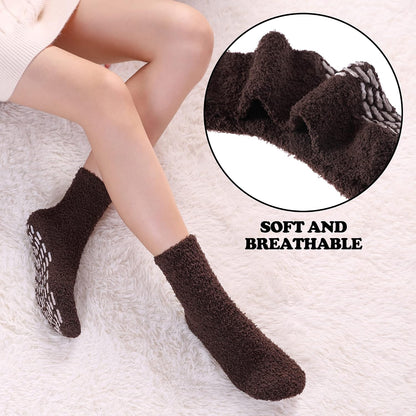 FNOVCO Non Slip Socks for Women Winter Warm Cozy Fuzzy Slipper Socks Soft Fluffy Hospital Socks with Grips