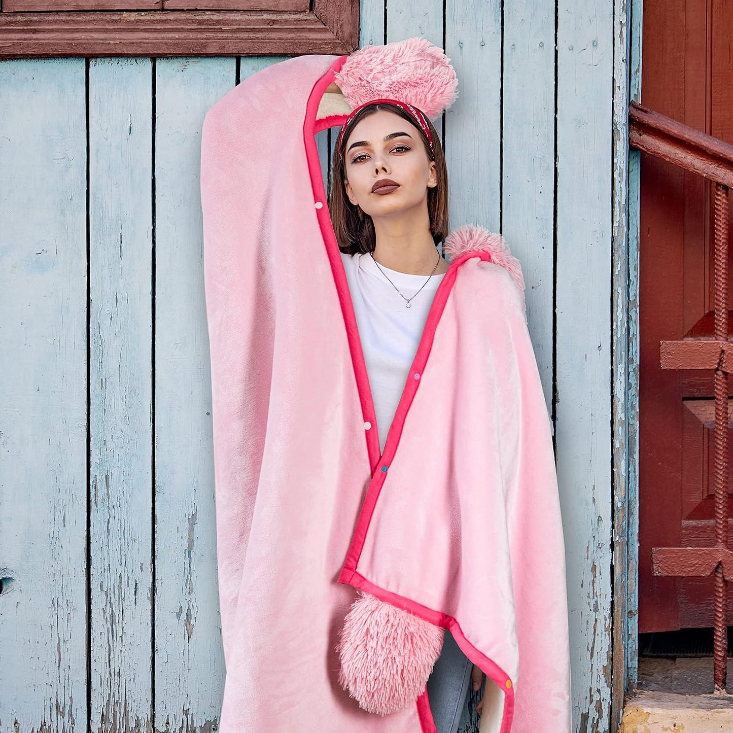 Penguin Wearable Hooded Blanket for Adults – Super Soft Warm Cozy Plush Flannel Fleece & Sherpa Hoodie Throw Cloak Wrap - Penguin Gifts for Women Adults Girls and Kids