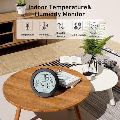 SECRUI Digital Hygrometer Thermometer for Room Temperature Humidity Meter Indoor Thermometer Accuracy Calibration LCD Temperature Sensor with Maximum and Minimum Records, TH1, White