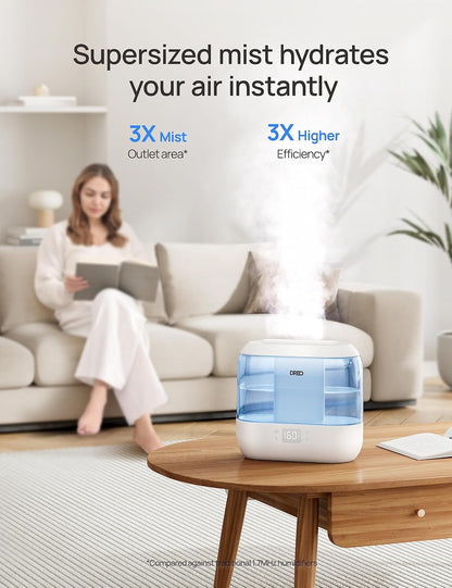 DREO 4L Smart Cool Mist Humidifiers for Bedroom HM311S Black | Top Fill, Quiet Sleep 28 dB, 36H Runtime for large room, Touch/APP/Voice Control, Nightlight, ideal for Baby, Plants, Nursery