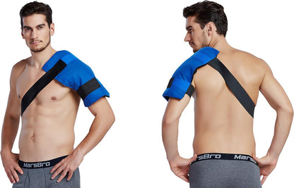 Koo-Care Extra Large Gel Ice Pack for Injuries Reusable Flexible Hot Cold Therapy Compress with Strap for Shoulder Rotator Cuff, Back, Hip, Shin - Knee Replacement Surgery Pain Relief XL 13" x 14.7"