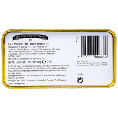 New English Teas Winnie the Pooh Tea Caddy with 40 English Breakfast Teabags, Tigger, Piglet & Eeyore
