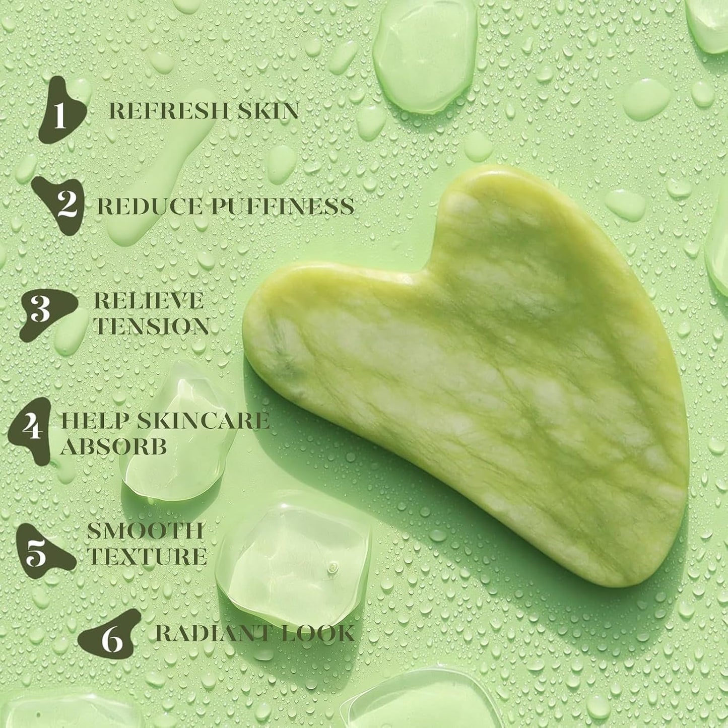 BAIMEI IcyMe Gua Sha & Jade Roller Set, Cooling Face Roller & Guasha Tool for Face Depuffing, Facial Sculpting & Jawline Definition, Smooth Rolling Skincare Tools Gifts for Women & Men – Green