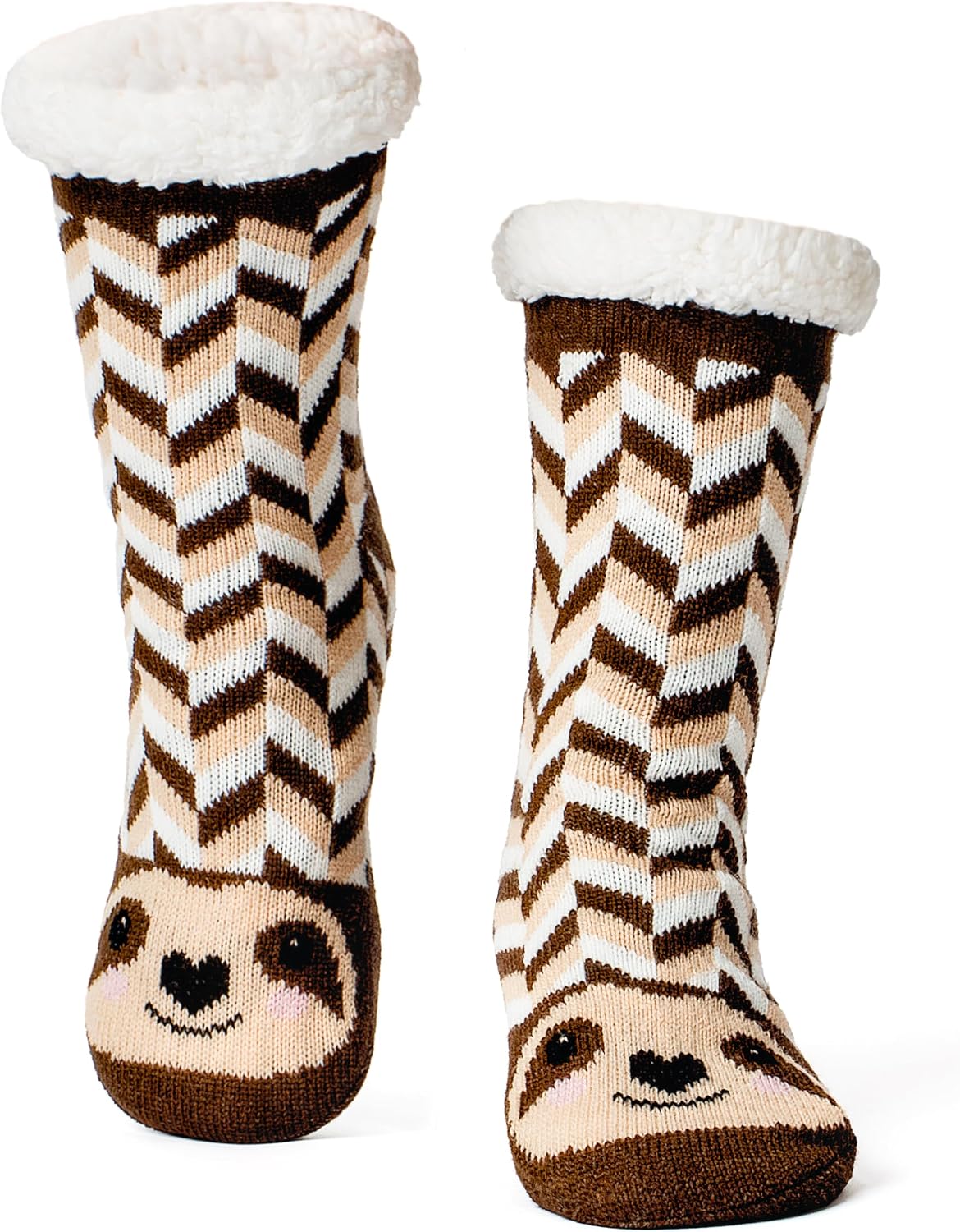 cosyone1997 Fuzzy Slipper Socks for Women Kids with Grips, Cute Animal Sherpa Lined Non-Slip Cozy Winter Socks Gifts