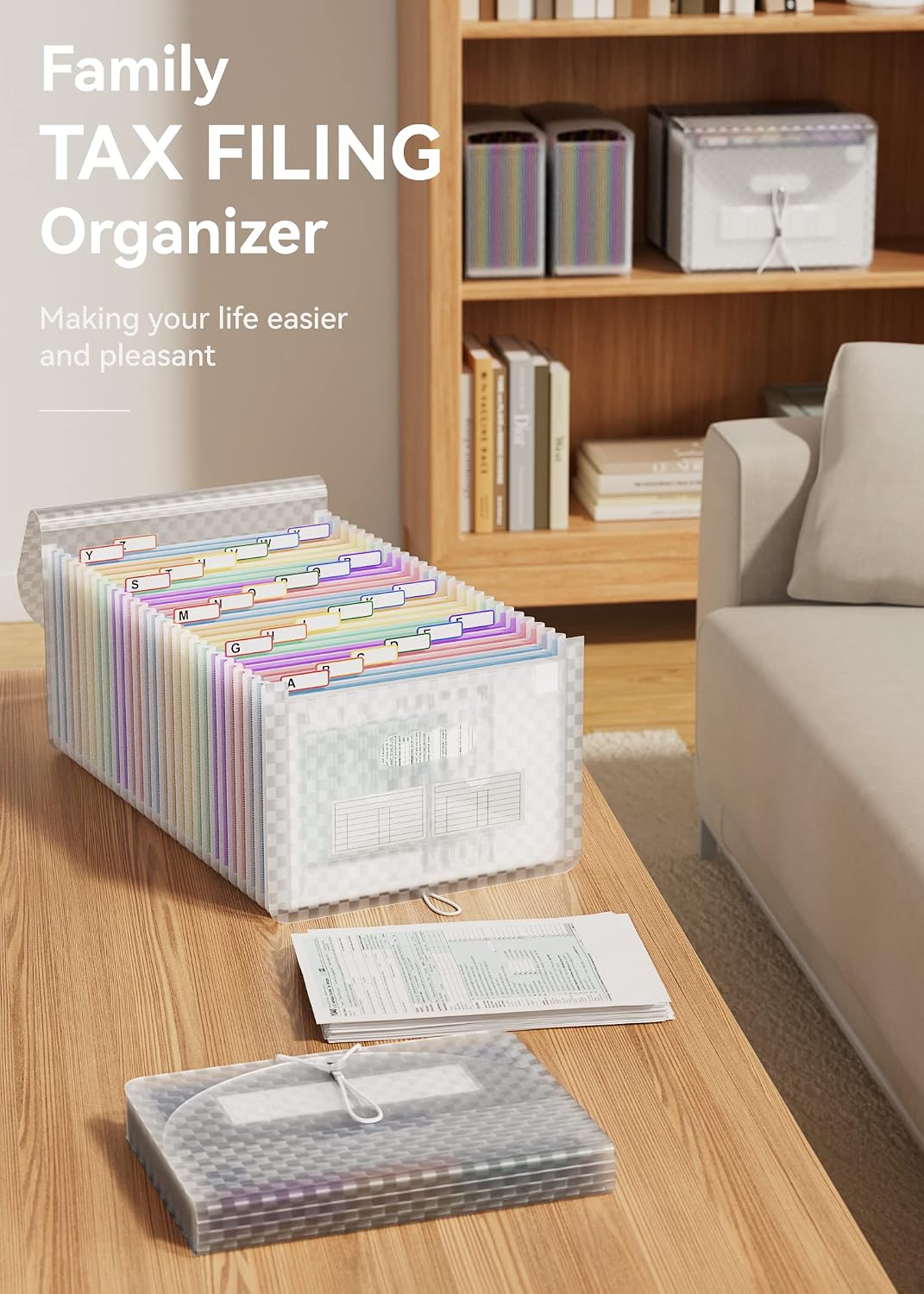 ABC life 26 Pockets Accordion File Organizer, Expanding File Folders