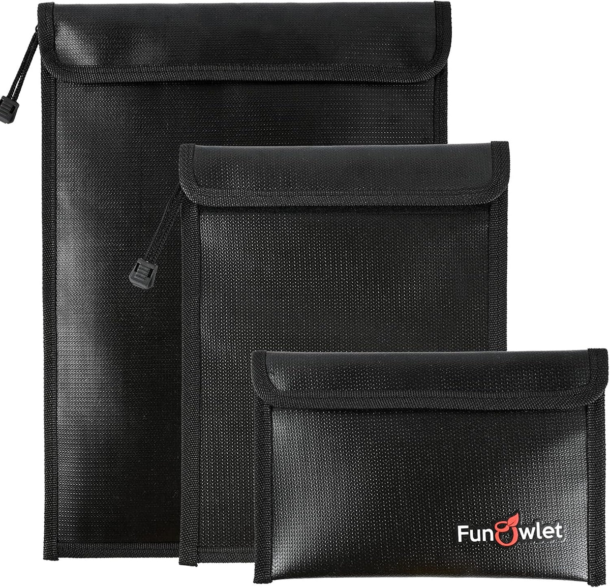 Fireproof Waterproof Money Document Bag, 3Pack Safe Pouch
