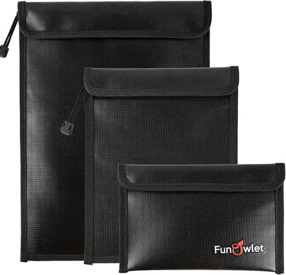 Fireproof Waterproof Money Document Bag, 3Pack Safe Pouch