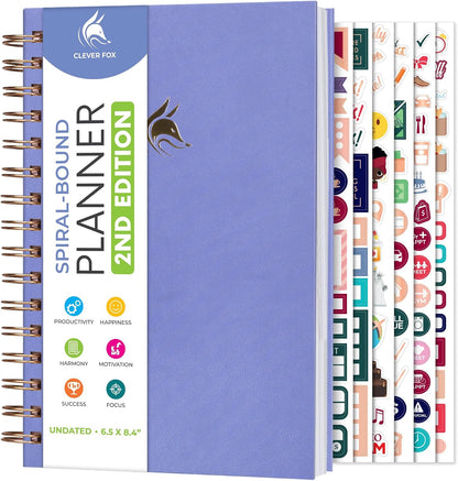 Clever Fox Planner 2nd Edition – Colorful Weekly & Monthly Goal Planner, Time Management & Productivity Organizer, Undated, A5 (Dark Teal)
