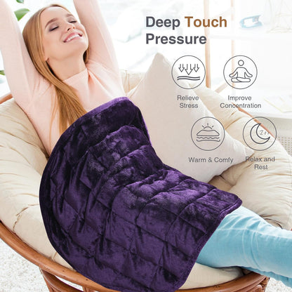 Alomidds Weighted Lap Blanket 7lbs, Cozy Breathable Flannel Weighted Lap Pad for Adults, Small Weighted Blanket for Travel, Couch, Green, 29" x 24"