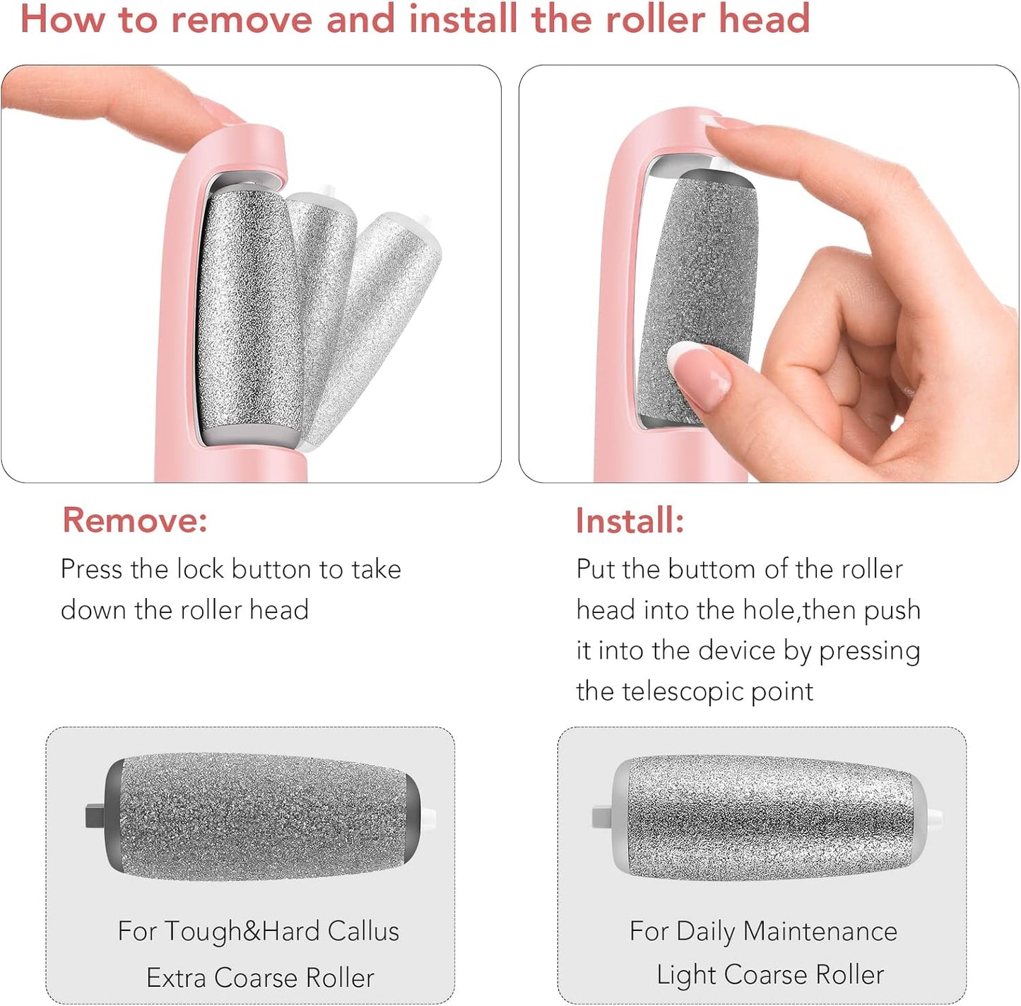 LINKEVAP Electric Callus Remover for Feet, Professional Pedicure Kit Foot Scrubber for Dry, Dead, Cracked, Hard Skin, at Home Feet Spa Care Kit for Men & Women (Cold White)
