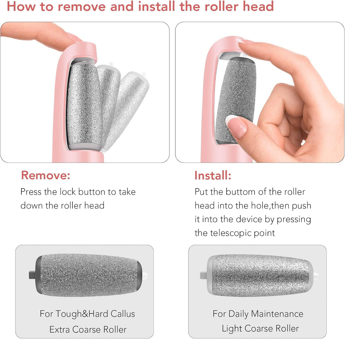 LINKEVAP Electric Callus Remover for Feet, Professional Pedicure Kit Foot Scrubber for Dry, Dead, Cracked, Hard Skin, at Home Feet Spa Care Kit for Men & Women (Cold White)