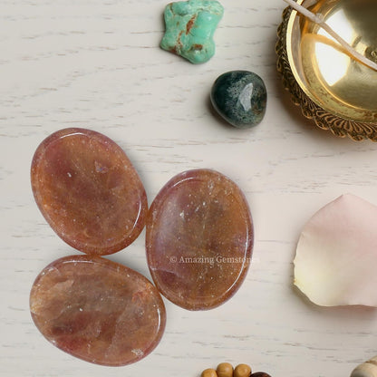 Amazing Gemstone Labradorite Thumb Worry Stone, Anxiety Stone, Healing Crystals - Piedra Crystal Fidget for Gift, Meditation, Calming, Relaxation, Stress Relief - Colors B