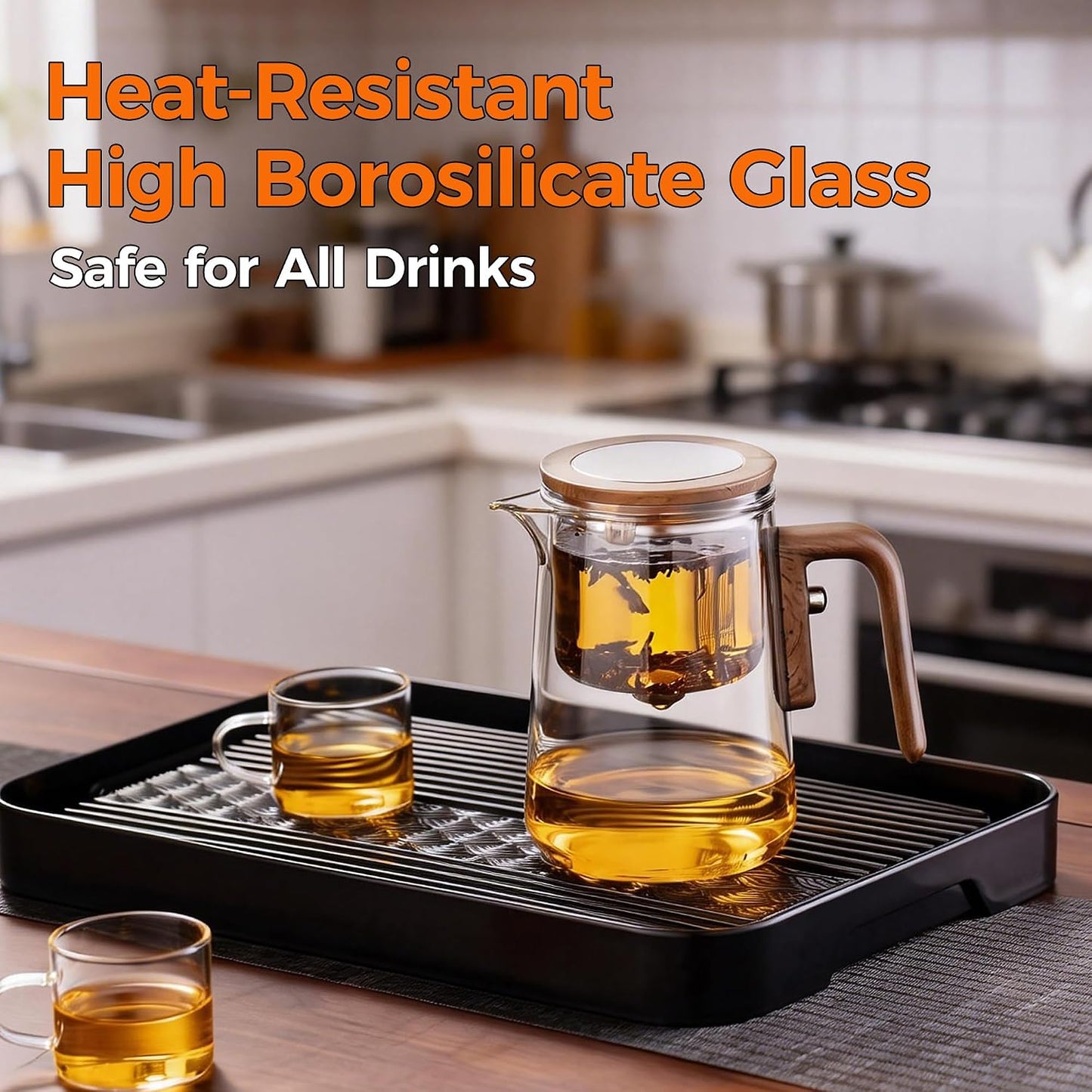 Enchanted Tea Pot, Magic Tea Pot for Loose Leaf Tea Steeper, Heat Resistant Borosilicate Glass Teapot with Tea Infuser, Ideal Gift for Tea Lovers - 20 oz (600 ml)