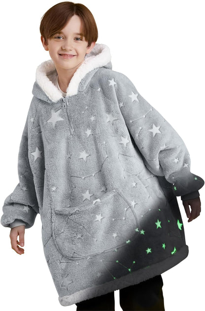 Giggling Getup Wearable Blanket Hoodie for Adults Gifts for Teen Girls Sister Women Sherpa Fleece Printed Hooded Blanket Sweatshirt Warm Cozy with Pocket & Sleeves Beige Cat