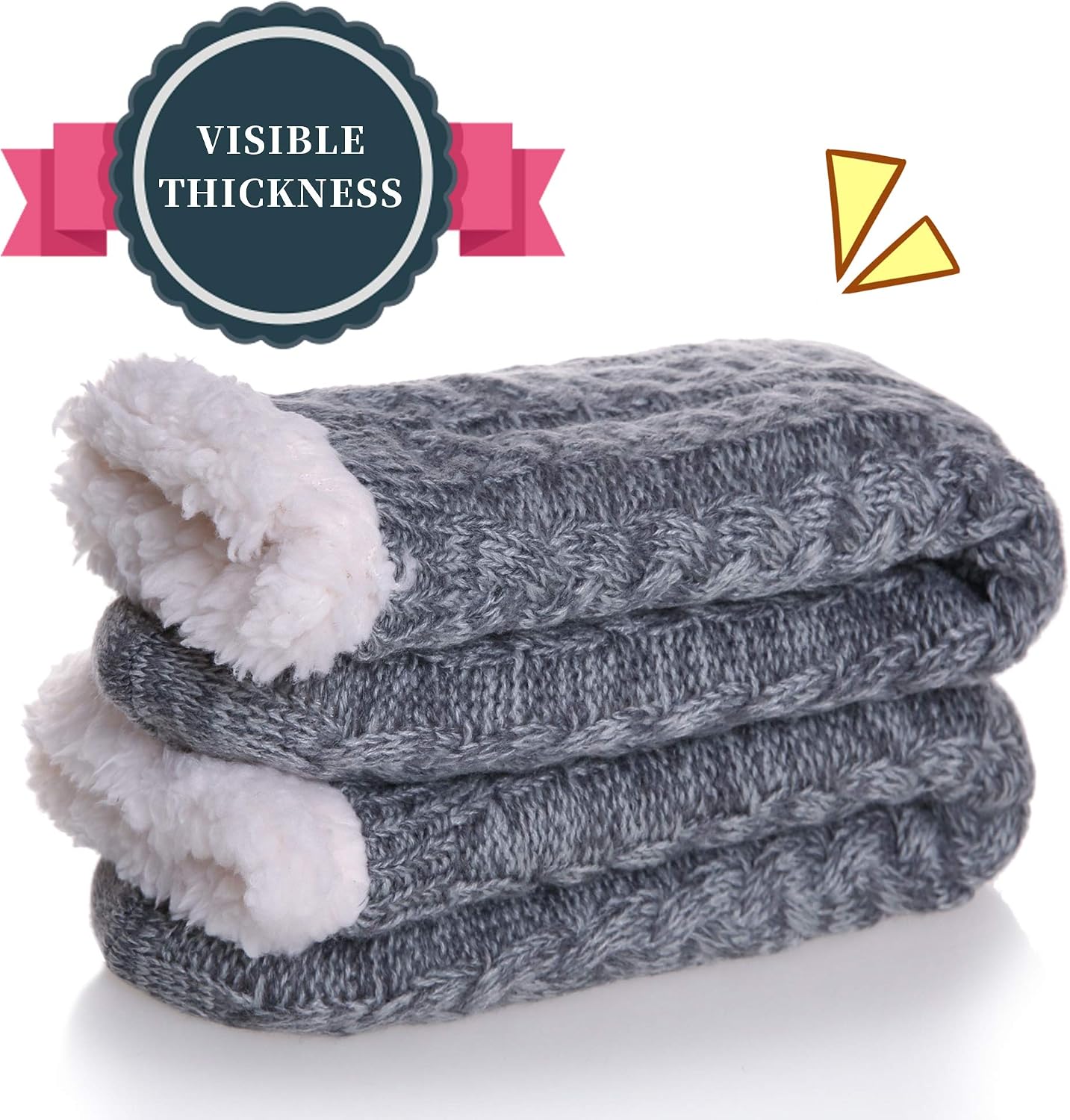 SDBING Women's Winter Super Soft Warm Cozy Fleece Lined Fuzzy Slipper Socks with Grippers