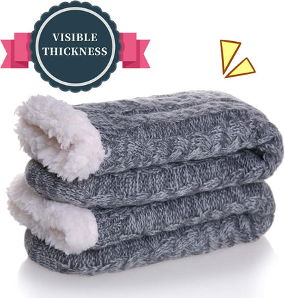 SDBING Women's Winter Super Soft Warm Cozy Fleece Lined Fuzzy Slipper Socks with Grippers