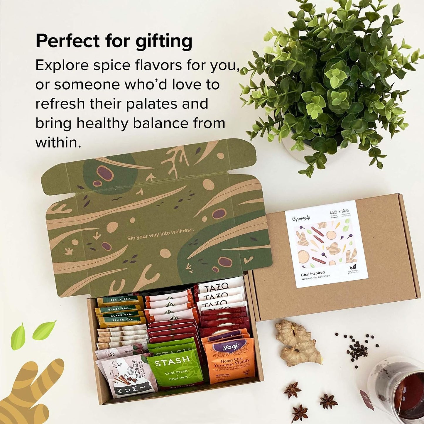 Sippingly Night Time Tea Sampler – 40 Herbal Teas – 10 Flavors from Top Brands – Chamomile, Lavender, Passionflower – Perfect Relaxation & Calm Support – Ideal Wellness Gift – Kosher, Gluten-Free