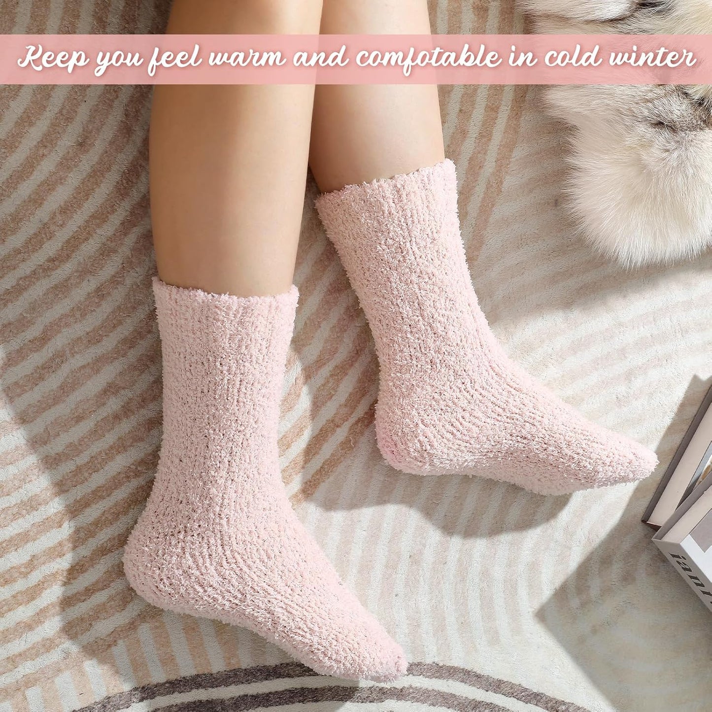 Premillow Womens Fuzzy Socks Fluffy Socks Women Winter Cozy Sock Warm Slipper Home Sleeping Sock for Women