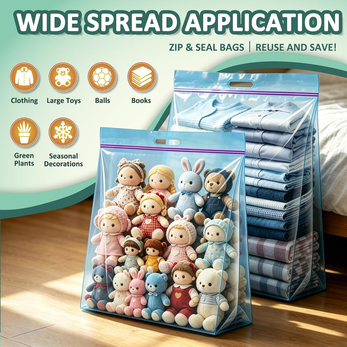 25 Gallon Storage Bags with Handles