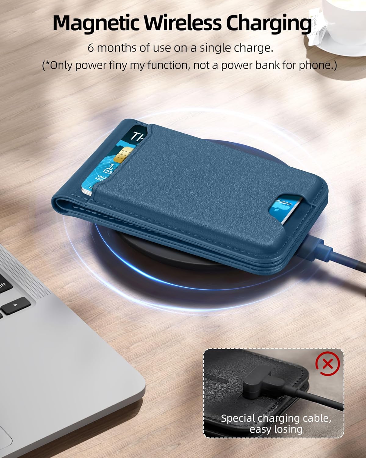 ExtreLife for Magsafe Wallet, Works with Apple Find My, 6 Cards Holder