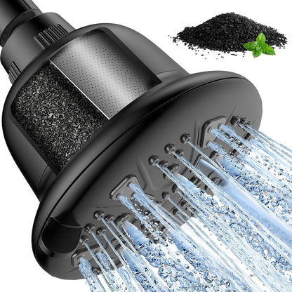 MakeFit Filtered Shower Head - High Pressure Shower Head with Filter for Hard Water Softener - 7 Settings Bathroom Rain Showerhead to Remove Chlorine and Heavy Metals (Chrome)